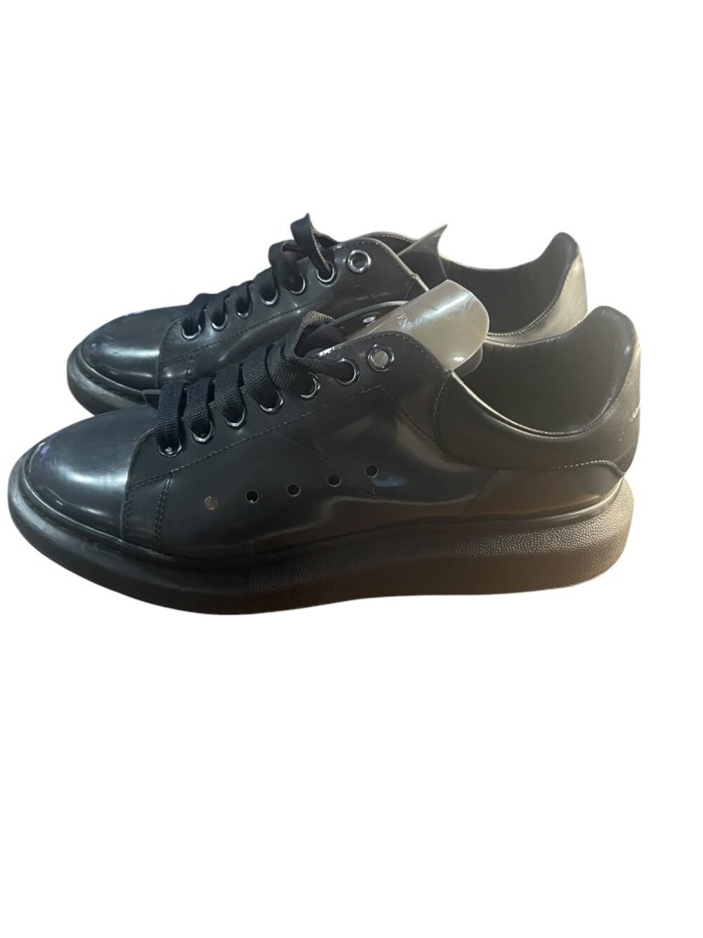 Alexander McQueen Oversized Black Patent Leather Sneakers EU 43